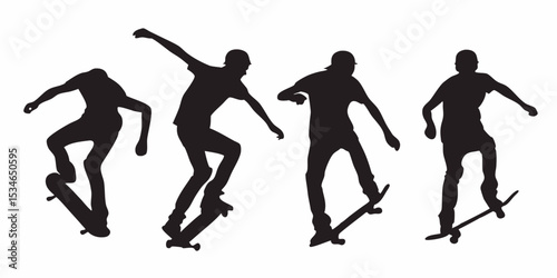 Skateboarder silhouette vector art for skateboarding tricks and extreme sports design and graphic resources