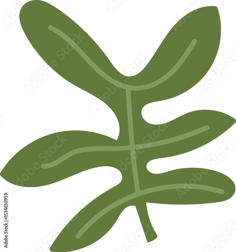 Abstract Leaf with Curved Lines