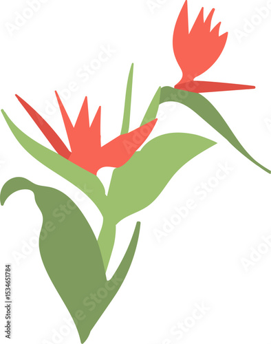 Tropical Flower with Leaves