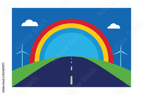 Vibrant Rainbow Road to a Sustainable Future Clean Energy and a Brighter Tomorrow