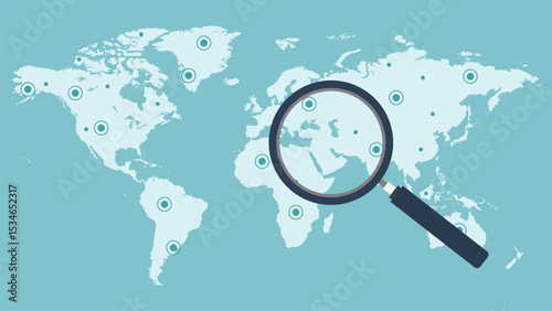 Middle East Focus Design on World Map – Geographic Analysis Concept