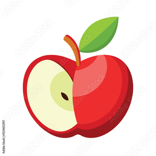 Juicy Red Apple A Half-Sliced Illustration of Freshness