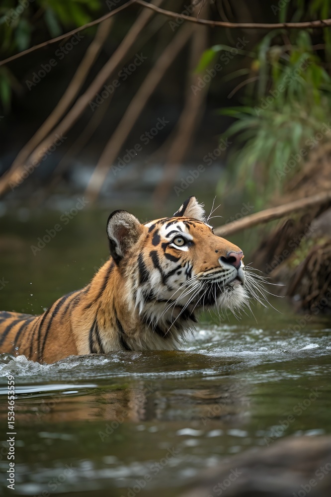 tiger in the river tiger in the river
