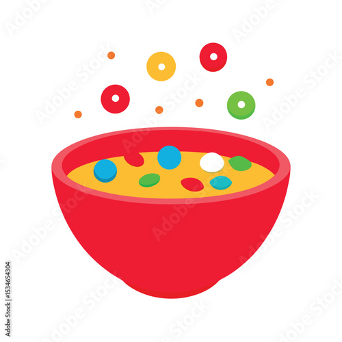 Colorful Cereal Bowl A Delightful Breakfast Illustration