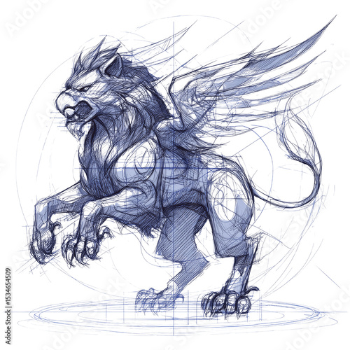 Majestic Griffin A Mythical Creature in Geometric