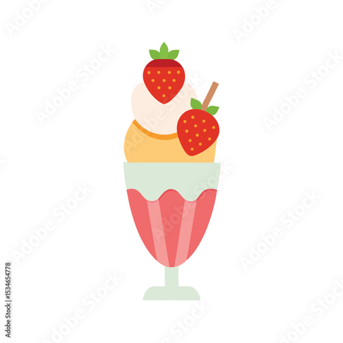 Delicious Strawberry Sundae Creamy Ice Cream with Fresh Berries