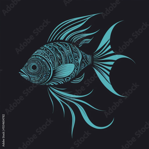 vector illustration of a tru tribal fish