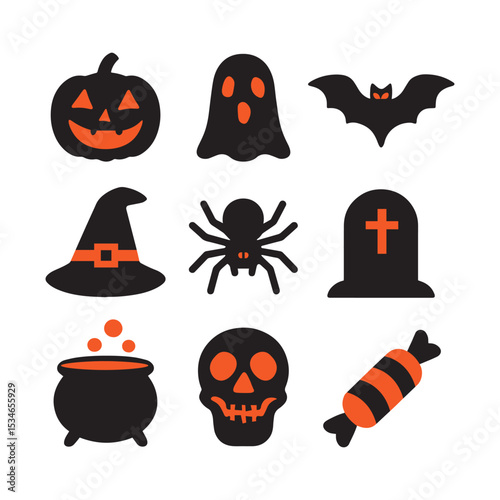 halloween icons set