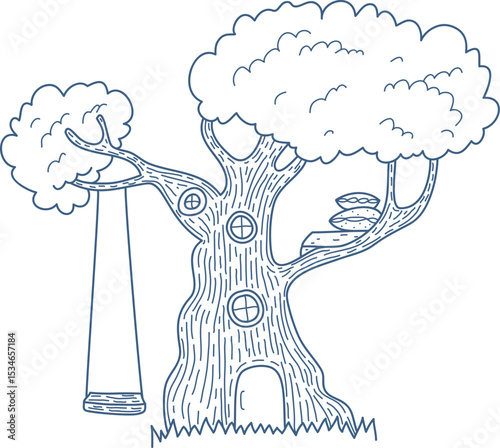 Treehouse with Swing Sketch