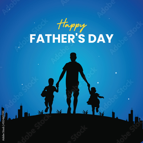 Happy Father's Day Illustration – Flat Vector Design of Dad and Child Love