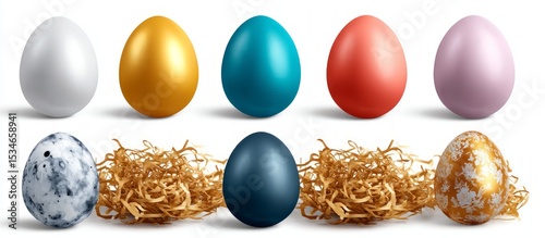 Colorful Eggs Isolated on Transparent Background for Creative Use
