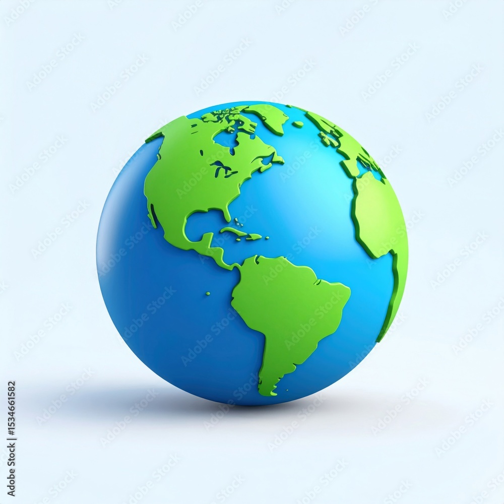 Fototapeta premium Stylized 3D Globe: Green and Blue Earth Model