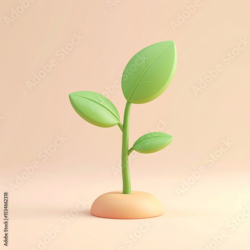 Pastel Green Plant Sprout 3D Render