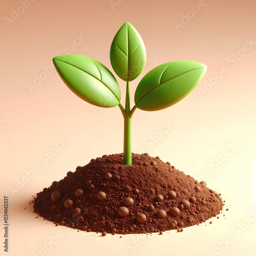 Green Sprout Emerging from Brown Soil