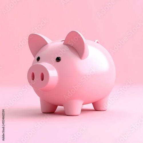 Pink Piggy Bank on Pink Background