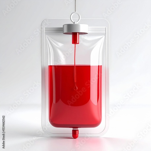 Red Liquid in a Transparent Medical Bag