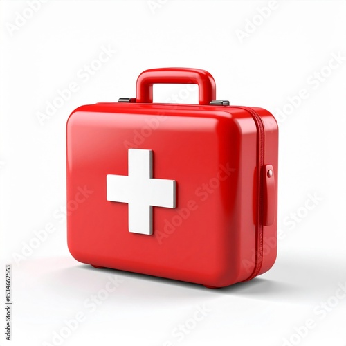 Red Plastic First Aid Kit with White Cross