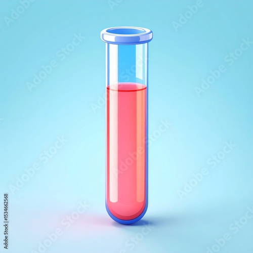 Pixel Art Test Tube with Red Liquid on Blue Background