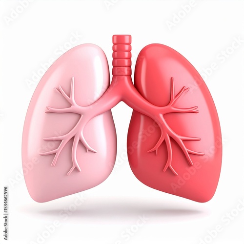 Human Lungs 3D Render: Pink And Red Anatomical Model