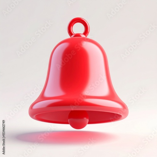 Red Shiny Bell 3D Render on White Background