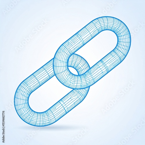 Abstract Blue Link Chain Digital Connection Design