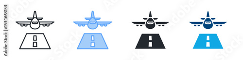 Airport Icon Set Multiple Style. Design In Outline, Blue, Glyph, Dualtone