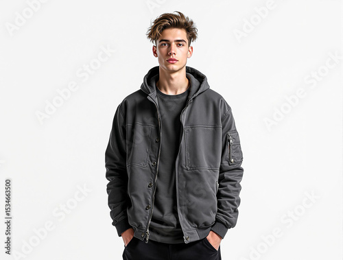 Portrait of a young man in a black jacket