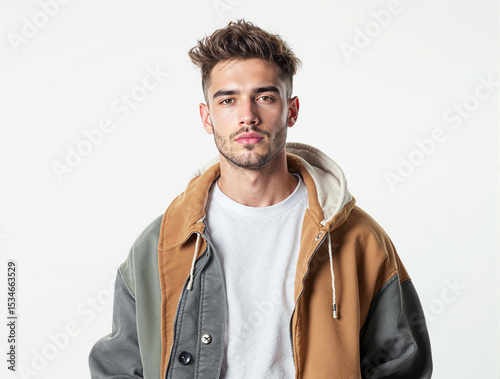 Portrait of a young man in a black jacket