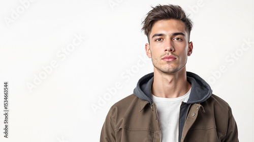 Portrait of a young man in a black jacket