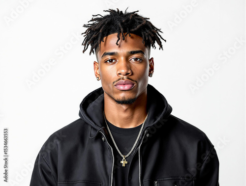 Portrait of a young man in a black jacket