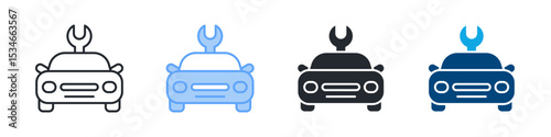 Car Repair Icon Set Multiple Style. Design In Outline, Blue, Glyph, Dualtone