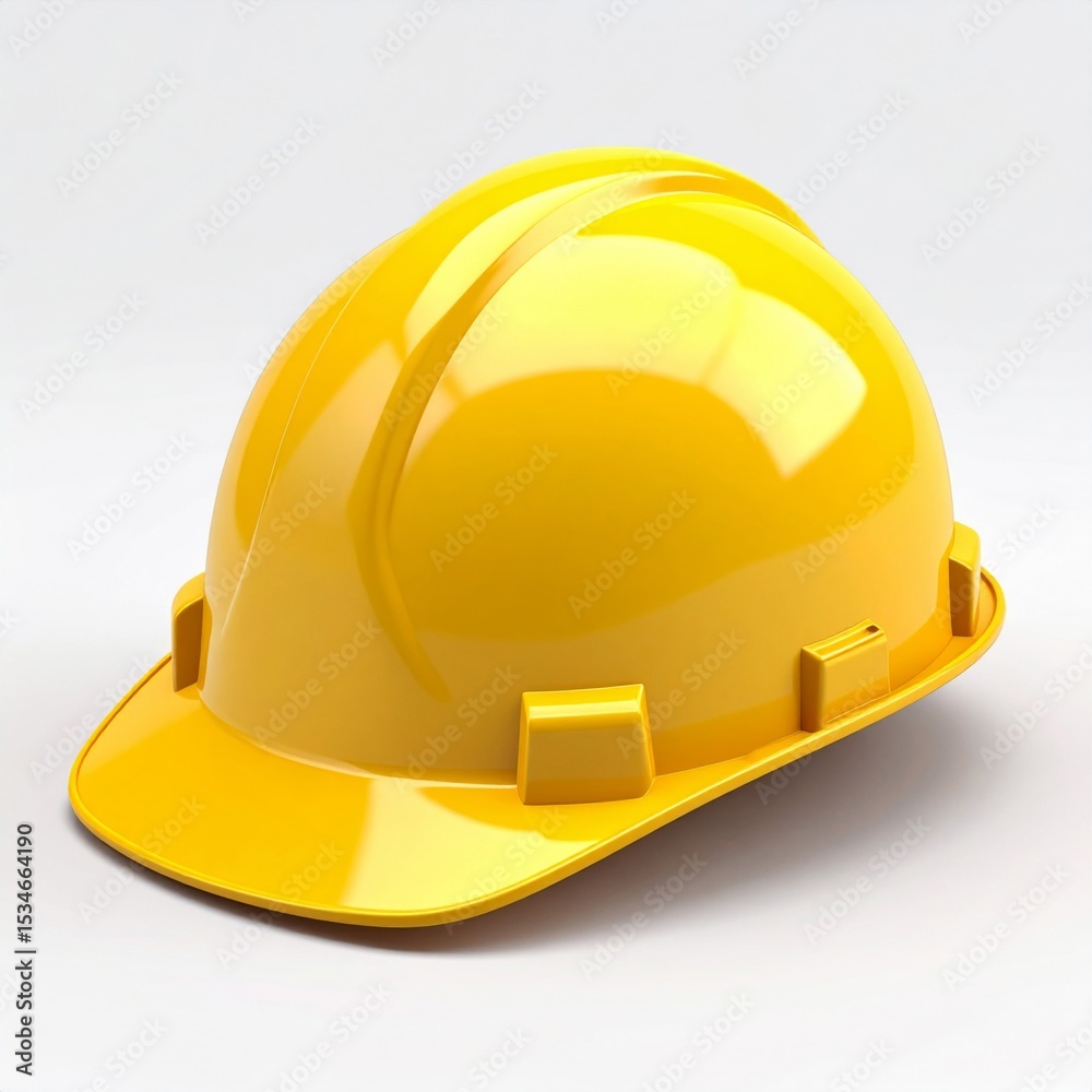 Fototapeta premium Bright Yellow Hard Hat on White Background