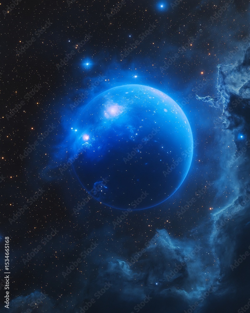 Obraz premium Uranus seen through telescope bluish glow and faint star field Discovery and Visibility Long exposure starlight capture Astrophotography Telephoto lens