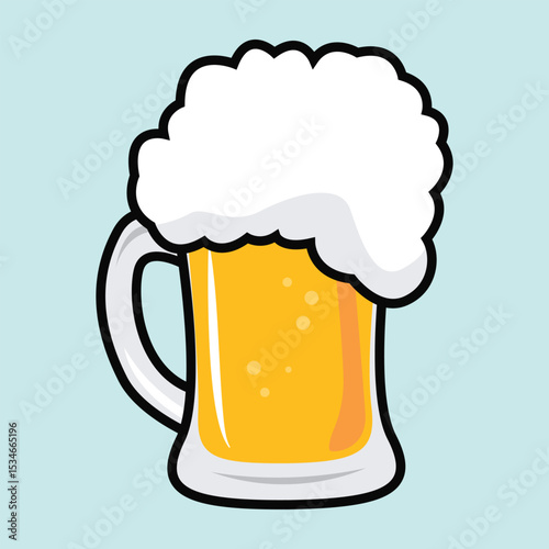 glass of foamy beer isolated vector