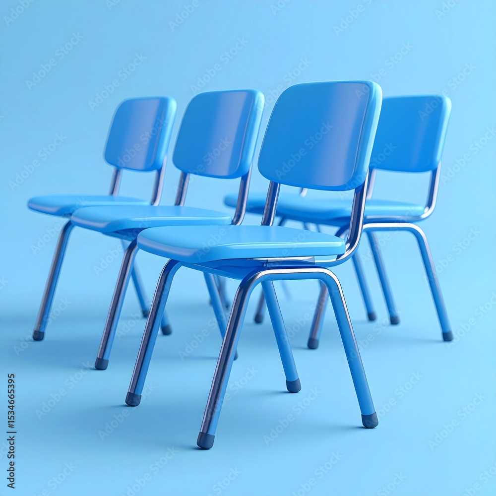 Obraz premium Row of Light Blue Chairs on a Blue Background