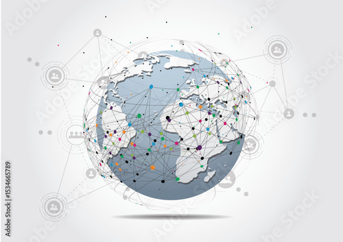 Global network connection. World map point and line composition concept of global business. Vector Illustration