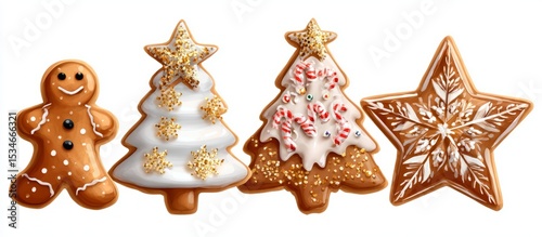 Festive Gingerbread Cookies in Festive Shapes for Christmas Joy