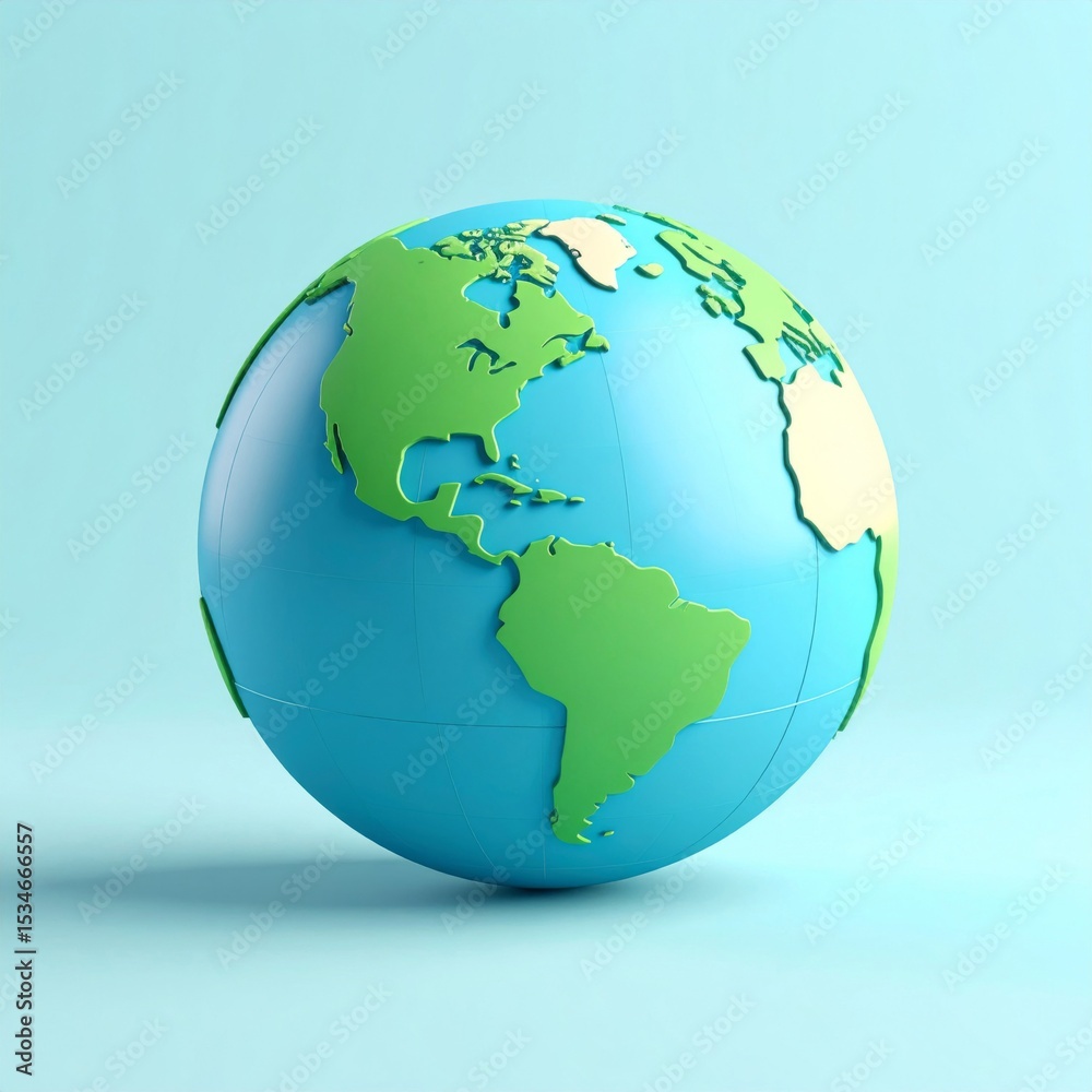 Fototapeta premium Simple 3D Rendered Earth Globe Pastel Colors