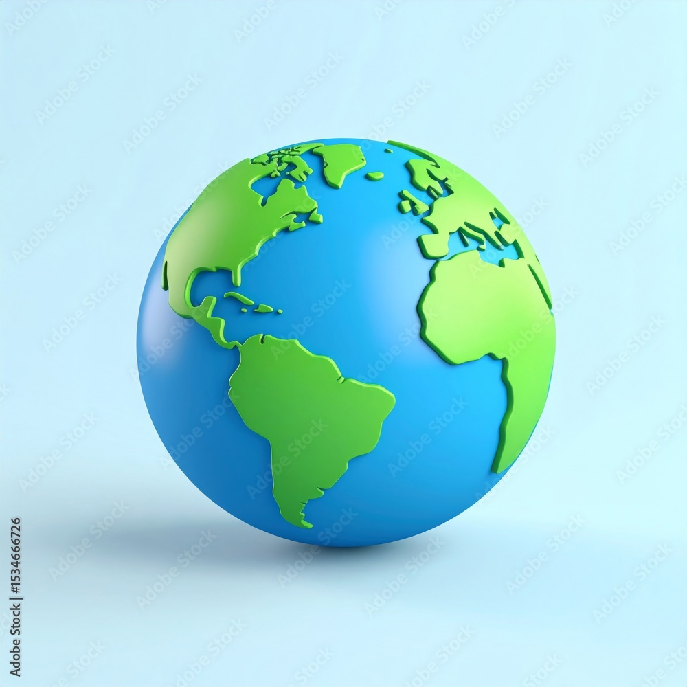 Fototapeta premium Stylized 3D Render of a Blue and Green Earth Globe