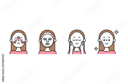 日焼けケアの人物イラストセット