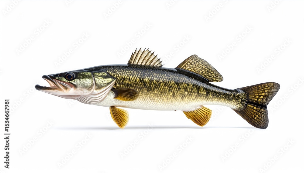 Fototapeta premium Aquatic Wonder: A single fish, an emblem of the sea, elegantly showcased against an unblemished backdrop, inviting the imagination to dive into the mysterious depths of the ocean.