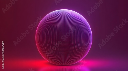 3D render of a luminous, speckled sphere against a deep magenta background.