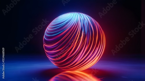 3D render of a luminous, glowing egg with vibrant red and blue light streaks against a dark surface.