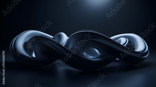 3D render of a smooth, dark, infinite loop sculpture against a black background.
