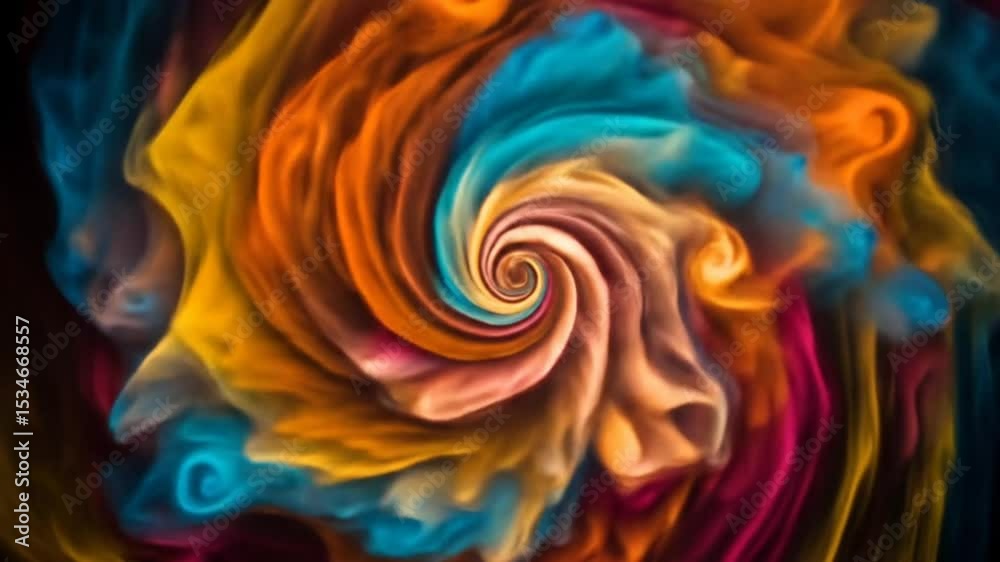 Colorful psychedelic spiral pattern in vibrant swirling motion. Abstract background concept