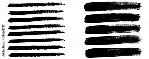 Multiple Black Grunge Strokes Drawn With Different Lengths and Angles on a Transparent or White Background