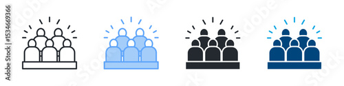 Audience Icon Set Multiple Style. Design In Outline, Blue, Glyph, Dualtone