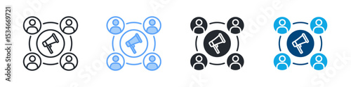 Public Relation Icon Set Multiple Style. Design In Outline, Blue, Glyph, Dualtone