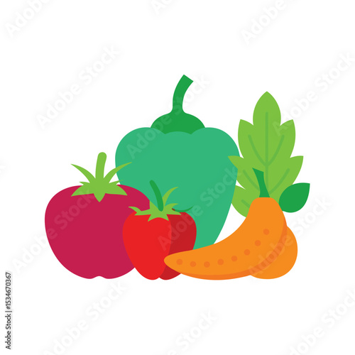 Vibrant Garden Bounty Fresh Tomatoes, Peppers, and Carrots