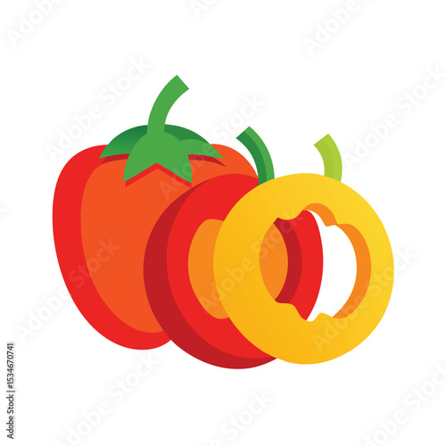 Vibrant Red and Yellow Bell Peppers A Fresh and Colorful Illustration